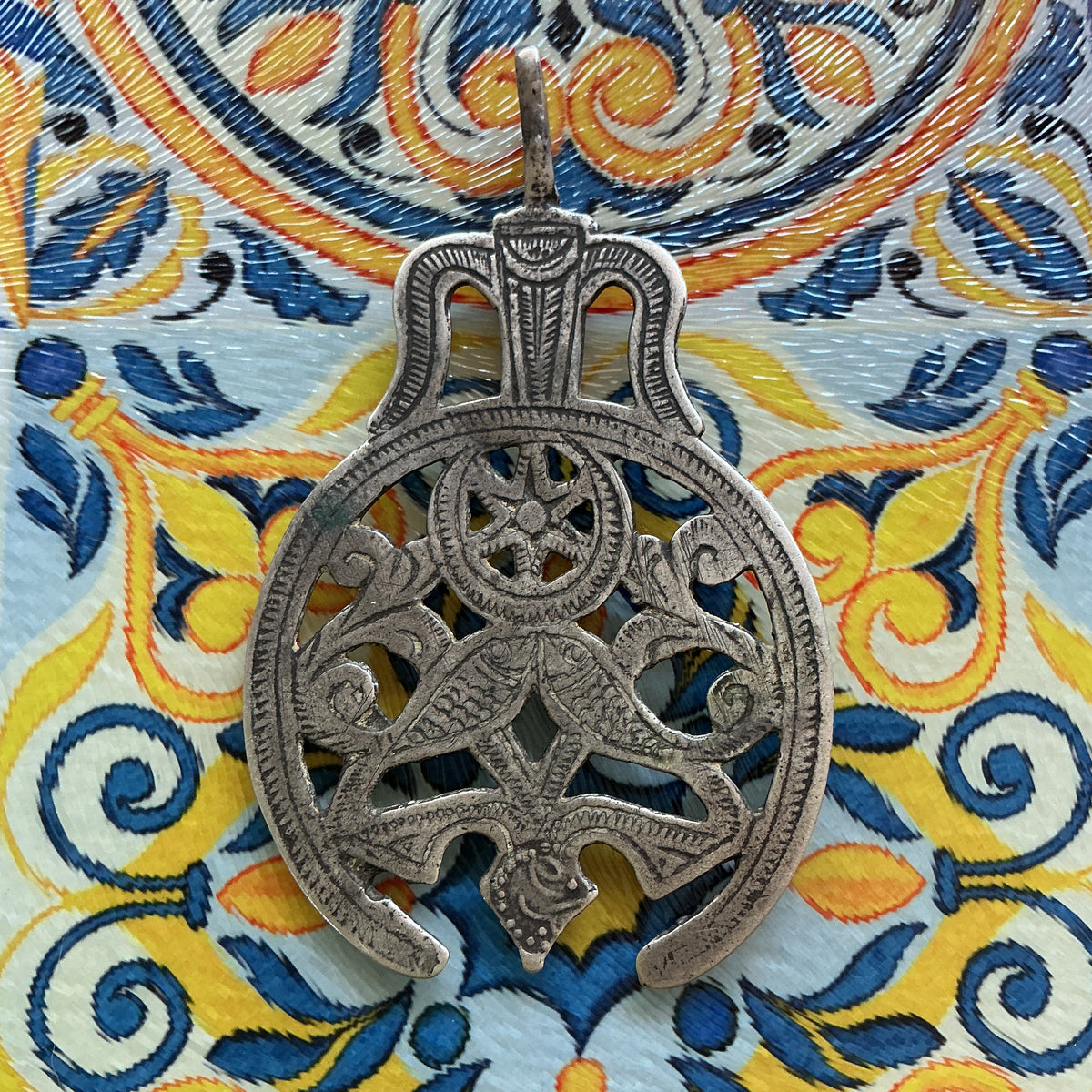 Vintage North African Silver Salhat Pendant - Rita Okrent Collection (P784b)