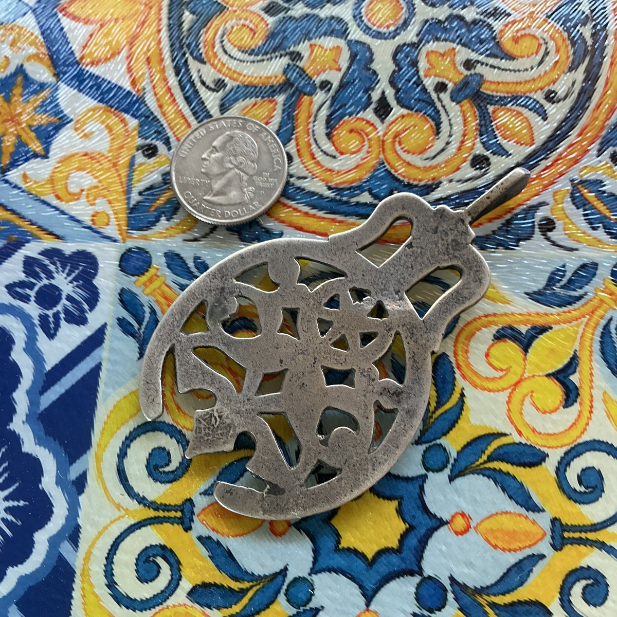 Vintage North African Silver Salhat Pendant - Rita Okrent Collection (P784b)