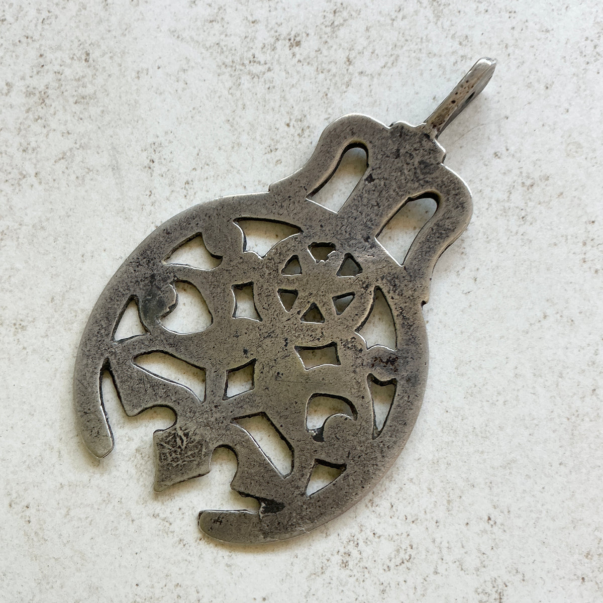 Vintage North African Silver Salhat Pendant - Rita Okrent Collection (P784b)
