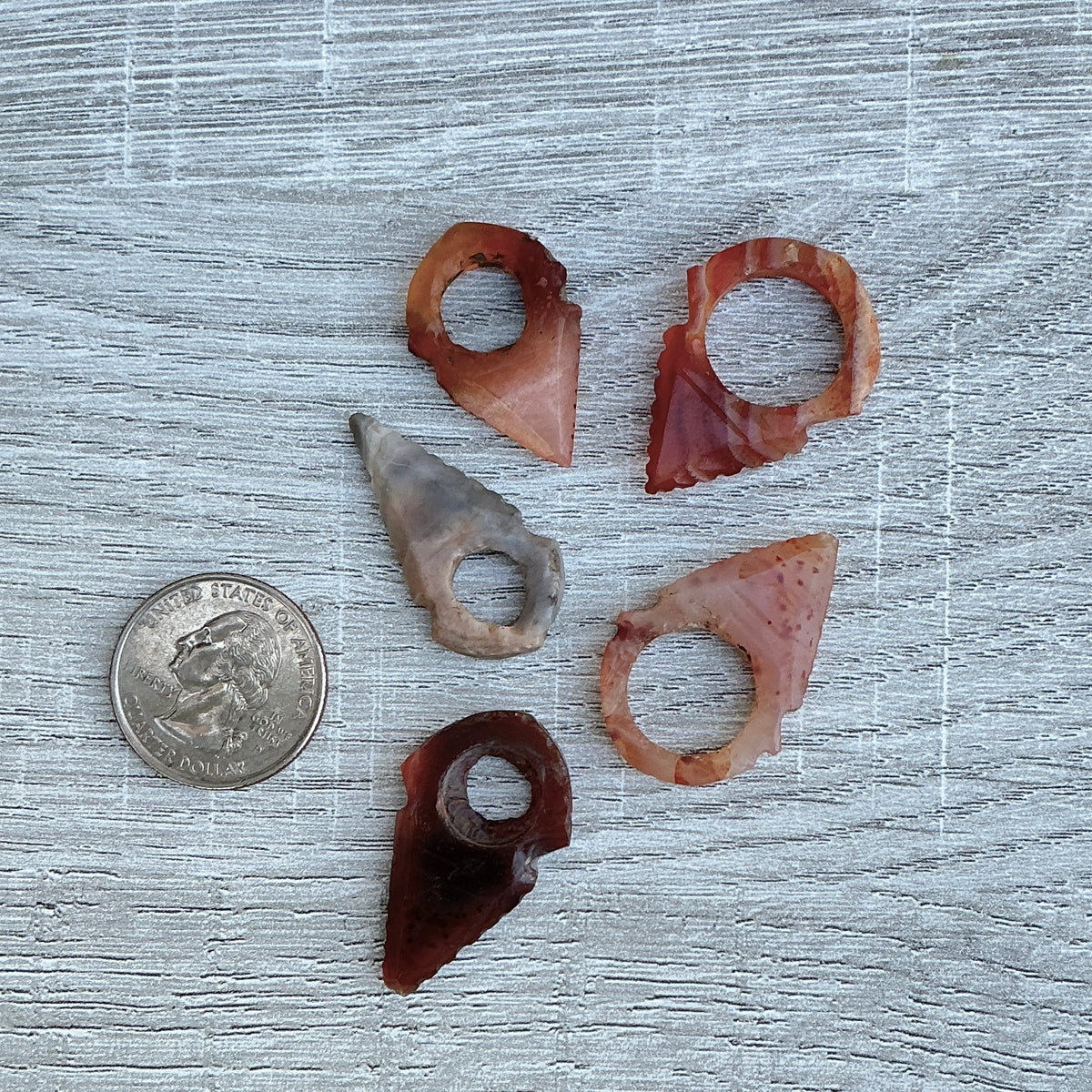 Group of 5 Antique Carnelian Small Tuareg Tanfouk Talhakimt Hair Ornaments - Rita Okrent Collection (P675d)