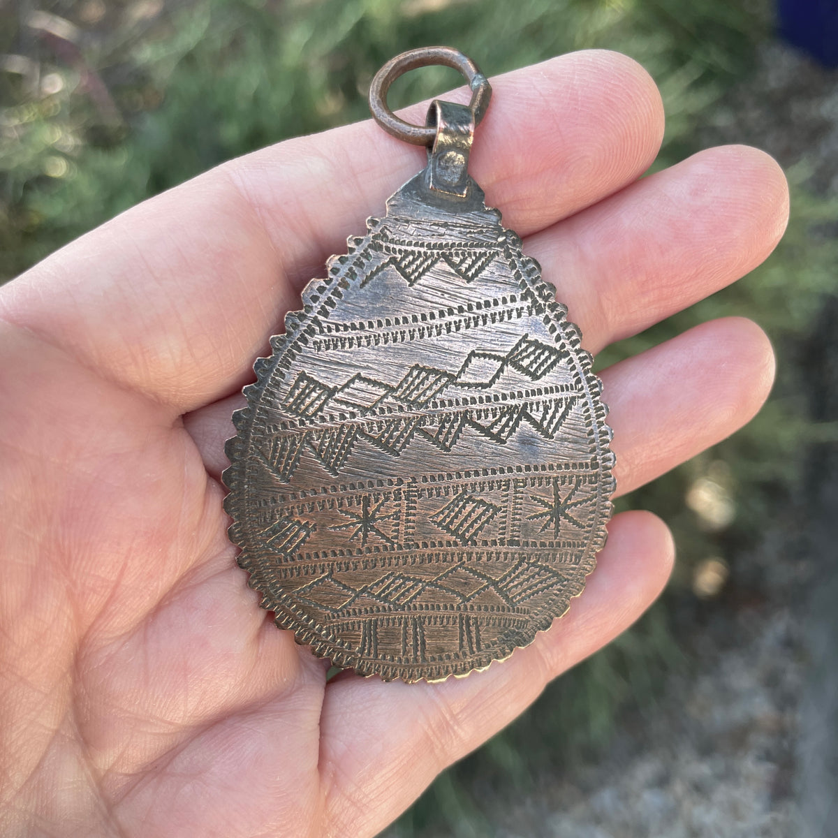 Hand Etched Islamic Teardrop Amulet, Middle East - Rita Okrent Collection (P918)