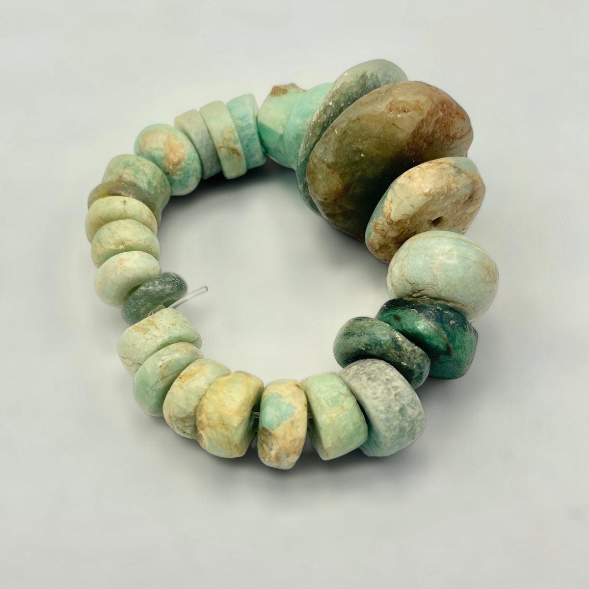 Short Strand of 25 Mixed Ancient Amazonite Beads from Mauritania - Rita Okrent Collection (S555)