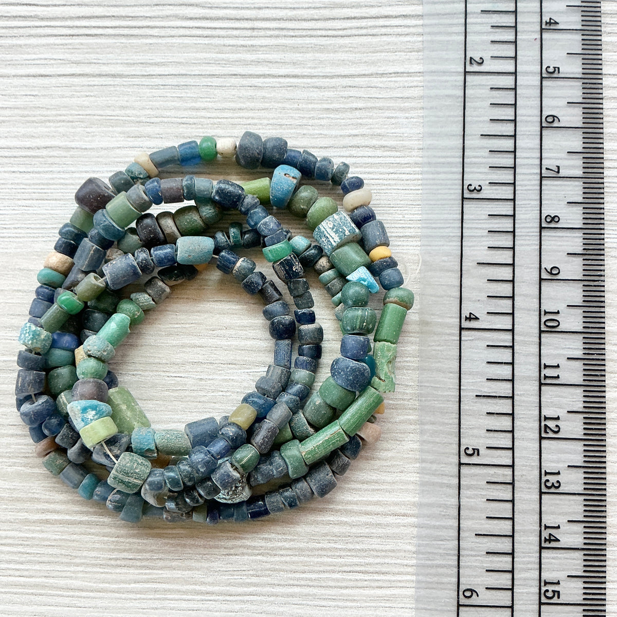Ancient Glass Indo-Pacific Nila Beads in Blues and Green - Rita Okrent Collection (AT1933)