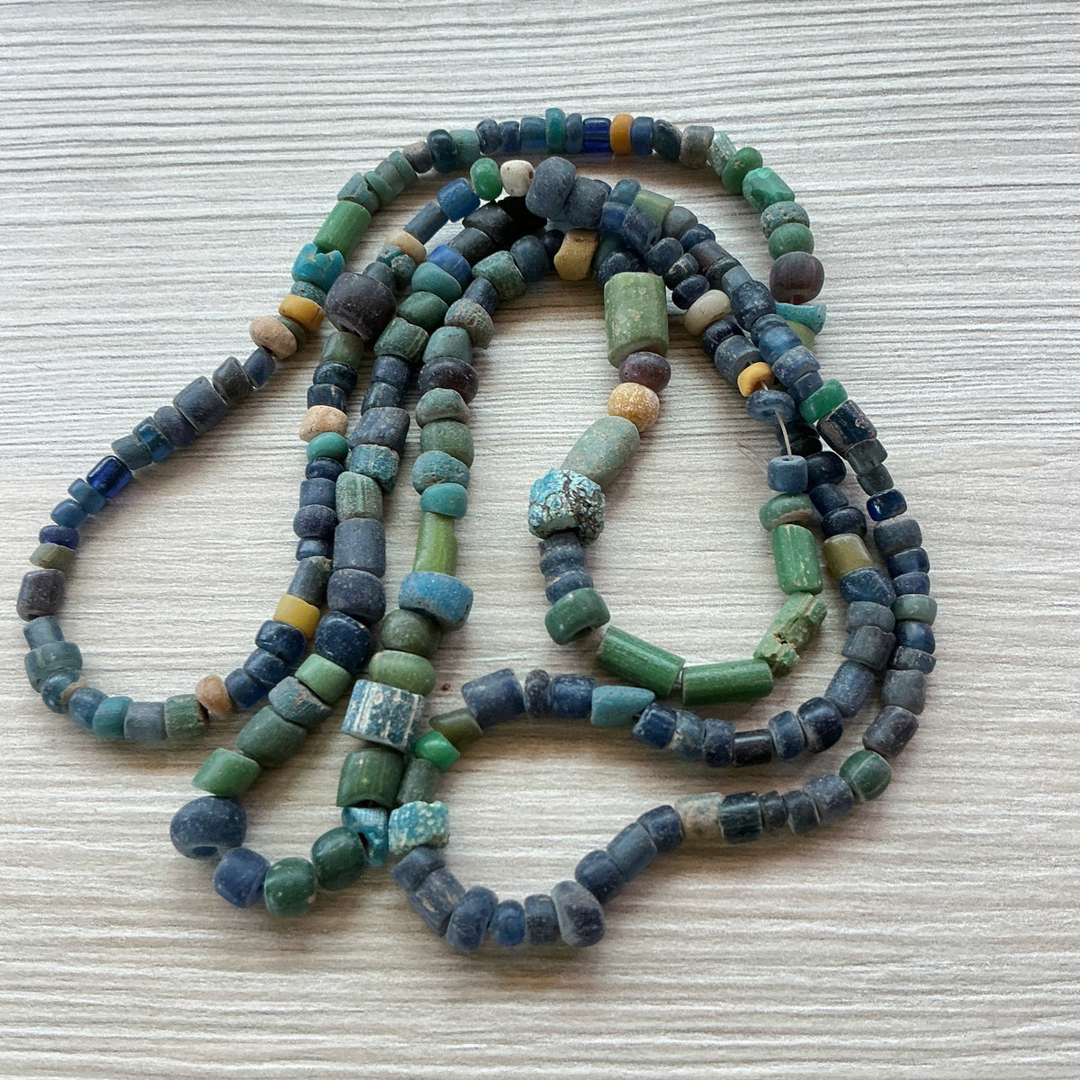 Ancient Glass Indo-Pacific Nila Beads in Blues and Green - Rita Okrent Collection (AT1933)