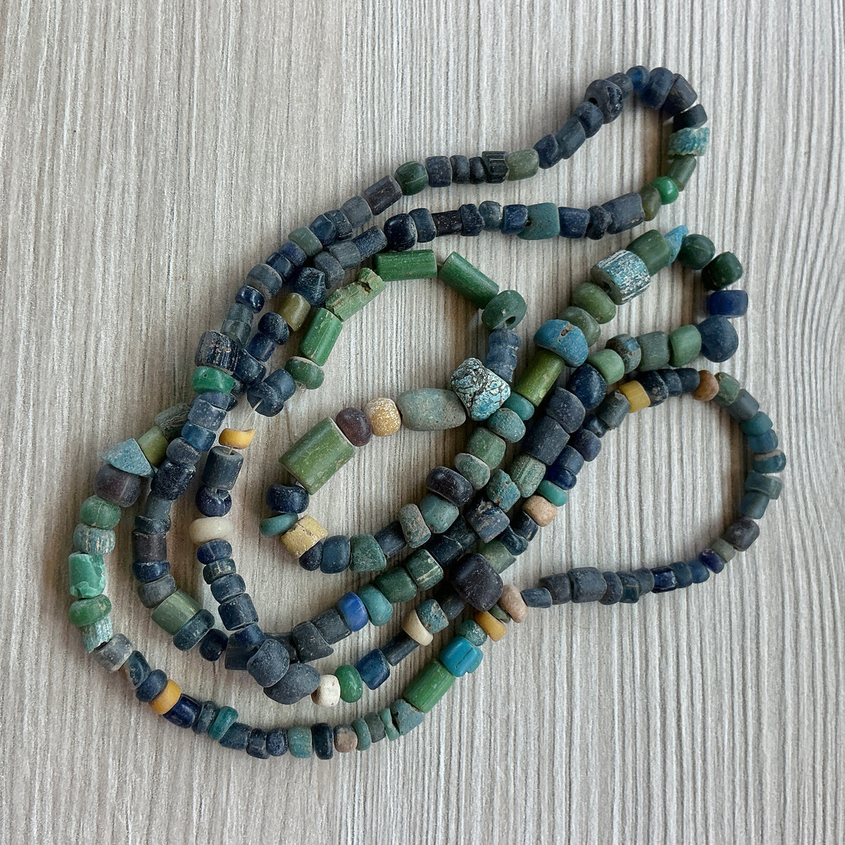 Ancient Glass Indo-Pacific Nila Beads in Blues and Green - Rita Okrent Collection (AT1933)