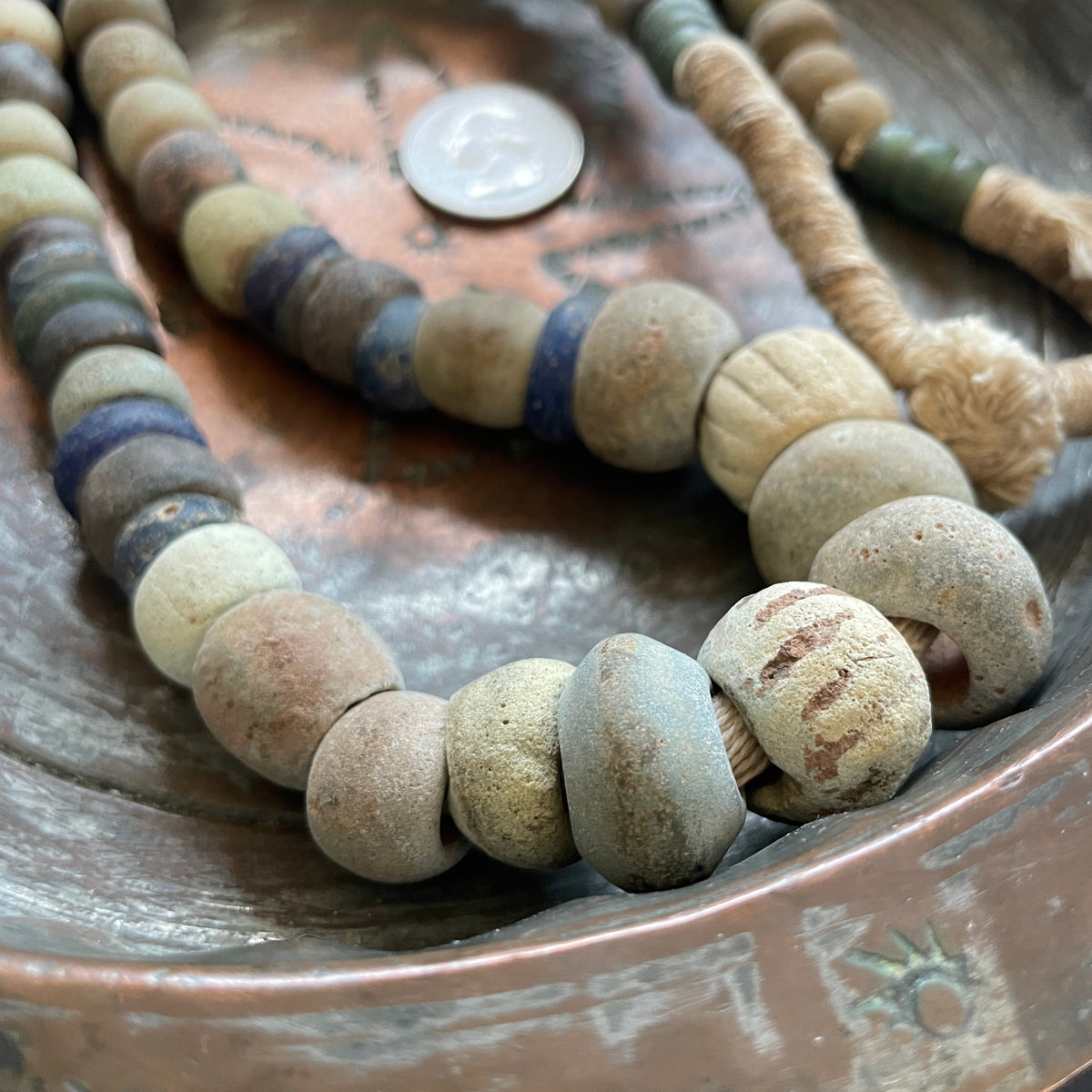 Large Ancient Egyptian Faience Beads with Antique European Glass Beads - Rita Okrent Collection (AG275t)