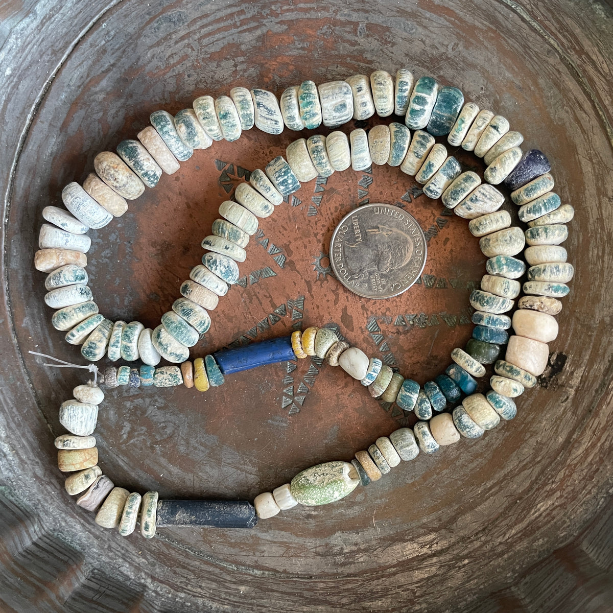 Ancient Glass Excavated Worn Mixed Medium Sized Nila Beads, Strand - Rita Okrent Collection (AT1921)