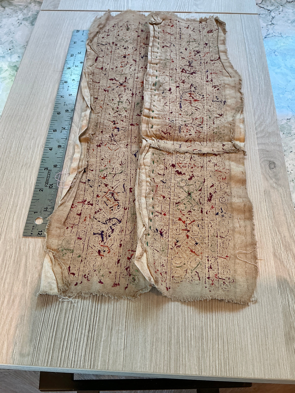 Pair of Antique Afghan Embroidered Textile Fragments - Rita Okrent Collection (AA516)