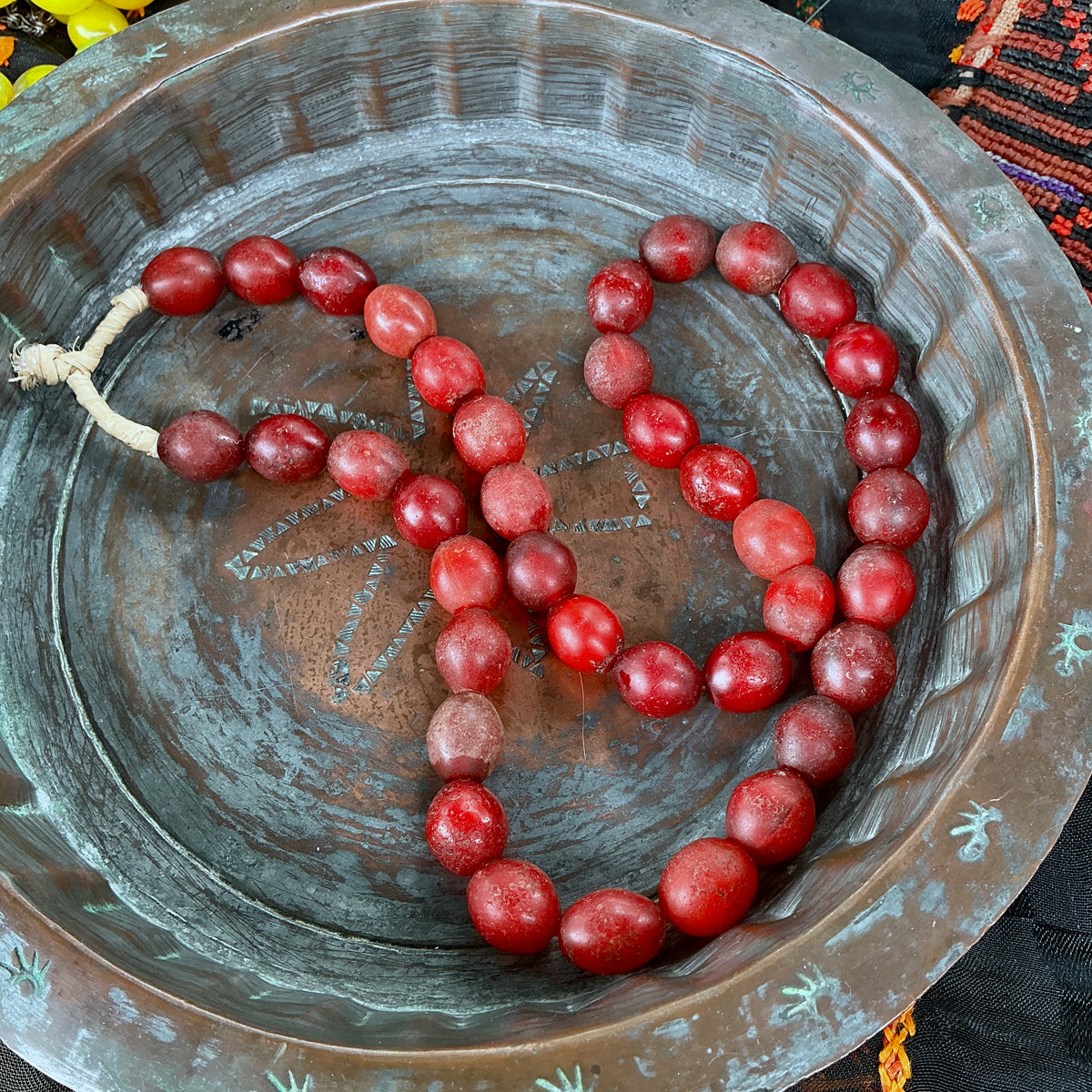Antique Deep Red Czech Glass Pigeon Egg Beads from Ethiopia - Rita Okrent Collection (AT1939b)