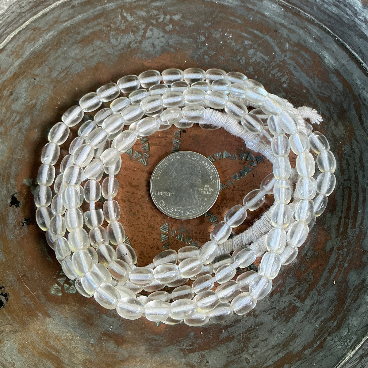 Vintage Bohemian Clear Oval Glass Beads from the African Trade - Rita Okrent Collection (ANT290)