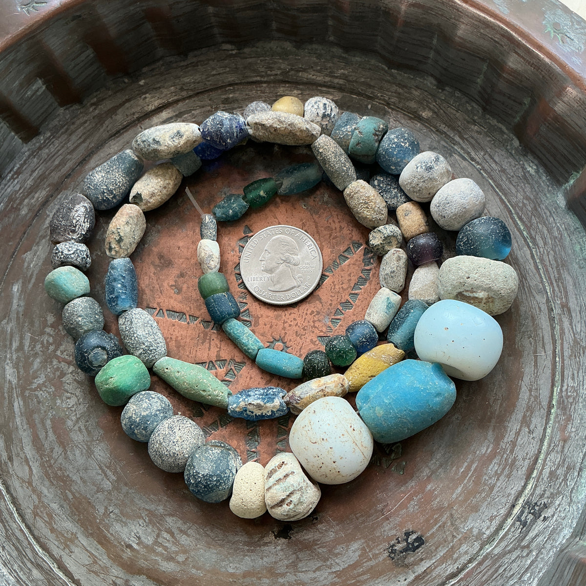 Long Strand of Mixed Ancient  and Antique Glass Beads - Rita Okrent Collection (AG489)