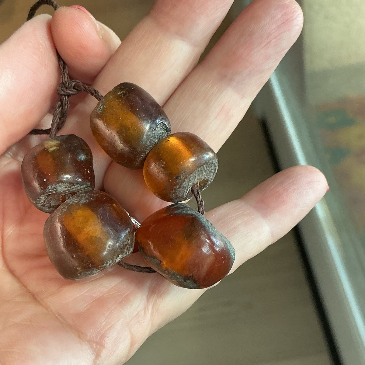 Choice of Short Strands of Caramel Faux Amber Beads - Rita Okrent Collection (AT1898)
