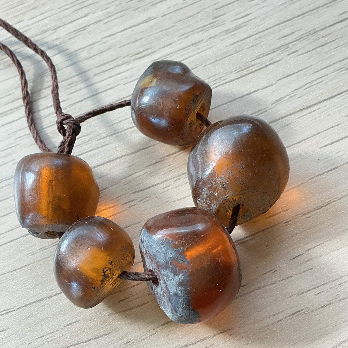 Choice of Short Strands of Caramel Faux Amber Beads - Rita Okrent Collection (AT1898)