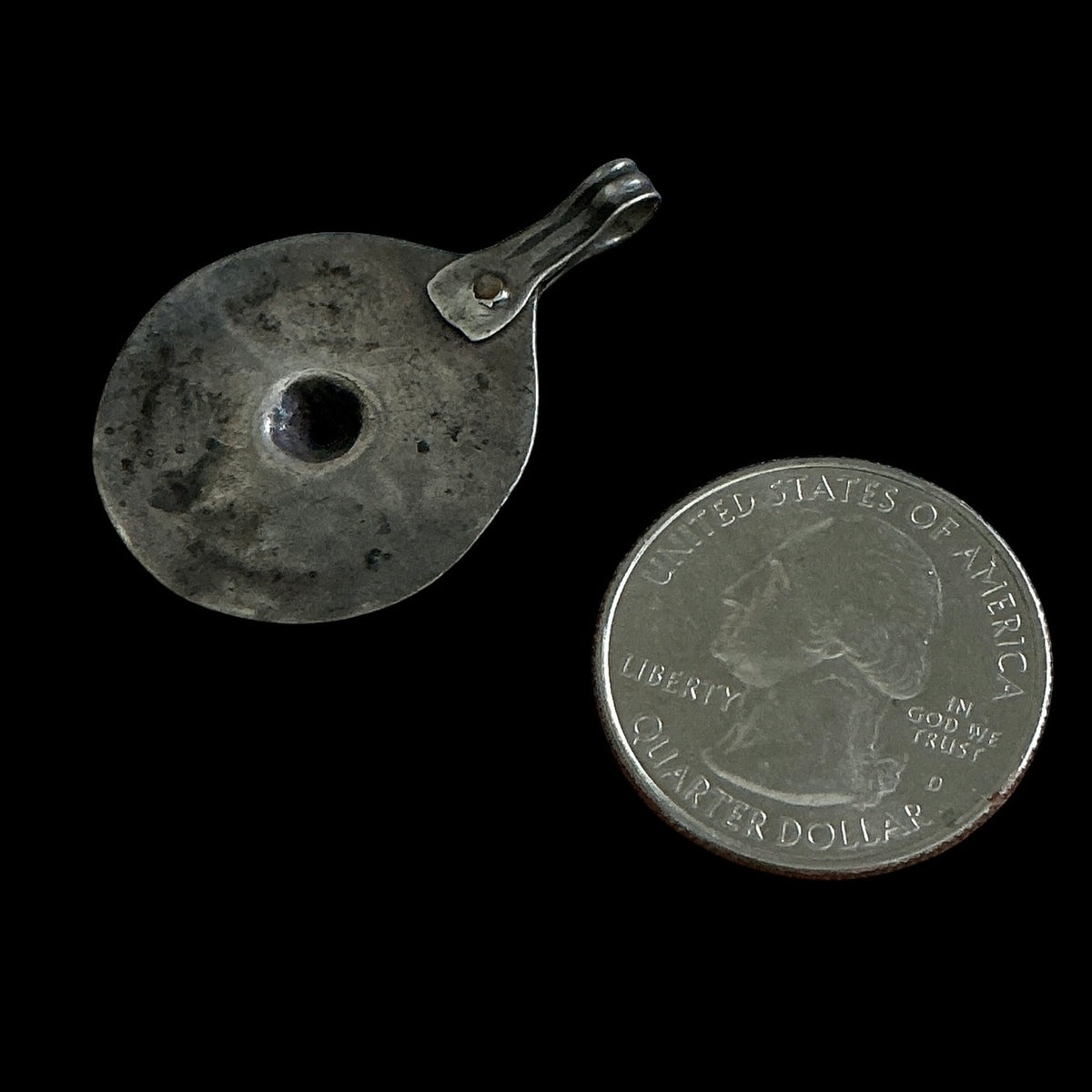 Round Hanging Silver Amulet Adorned with Niello from Morocco - Rita Okrent Collection (P945)
