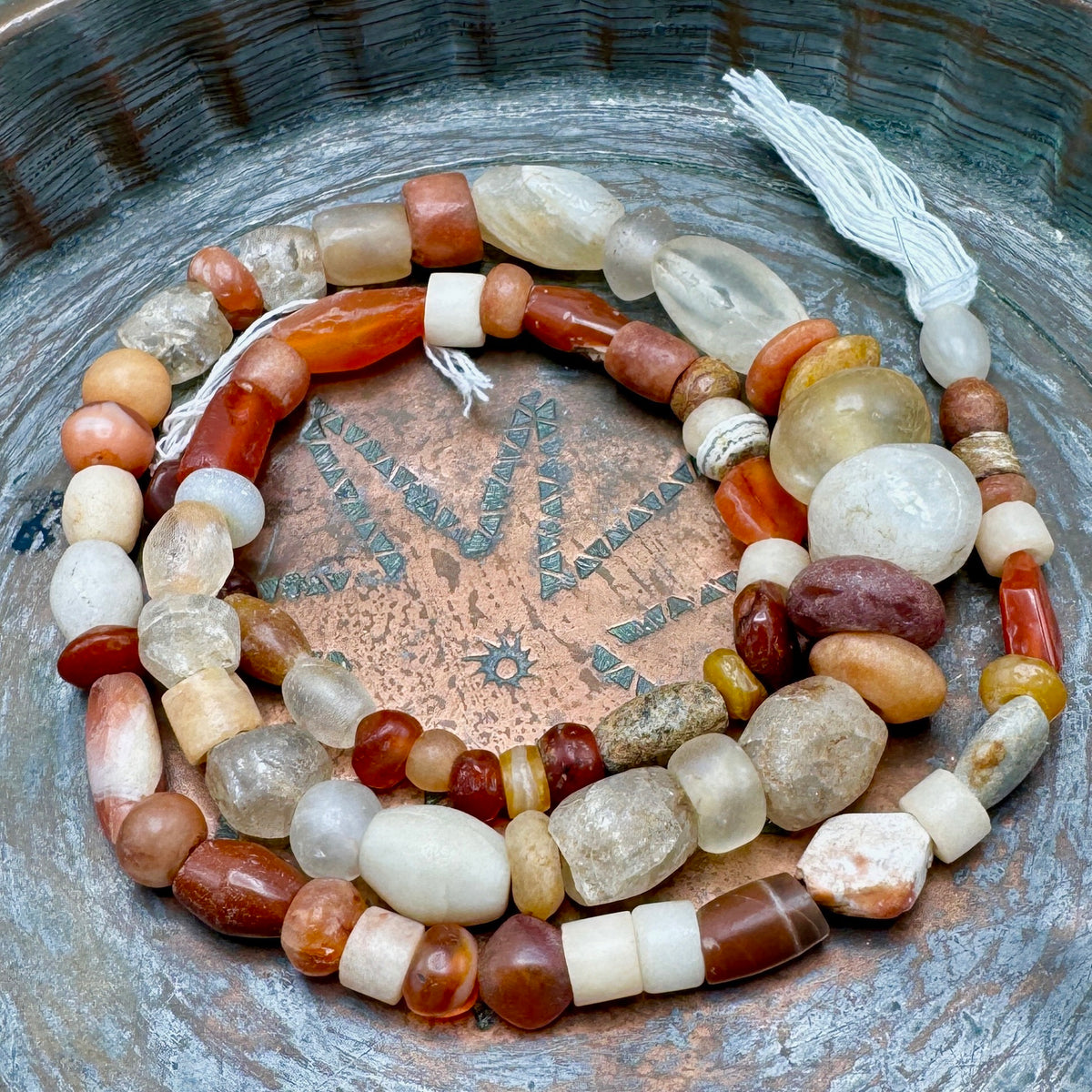 Mixed Rock Crystal, Agate and Carnelian Beads Strand, West African Trade - Rita Okrent Collection (S554)