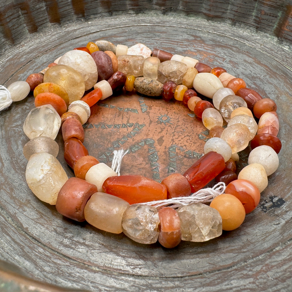 Mixed Rock Crystal, Agate and Carnelian Beads Strand, West African Trade - Rita Okrent Collection (S554)