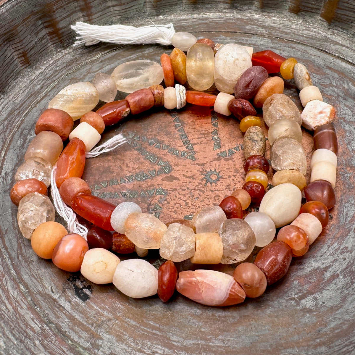 Mixed Rock Crystal, Agate and Carnelian Beads Strand, West African Trade - Rita Okrent Collection (S554)