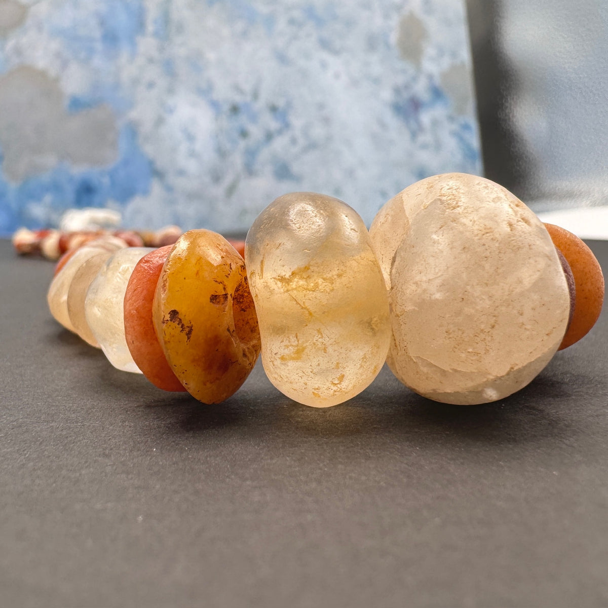 Mixed Rock Crystal, Agate and Carnelian Beads Strand, West African Trade - Rita Okrent Collection (S554)