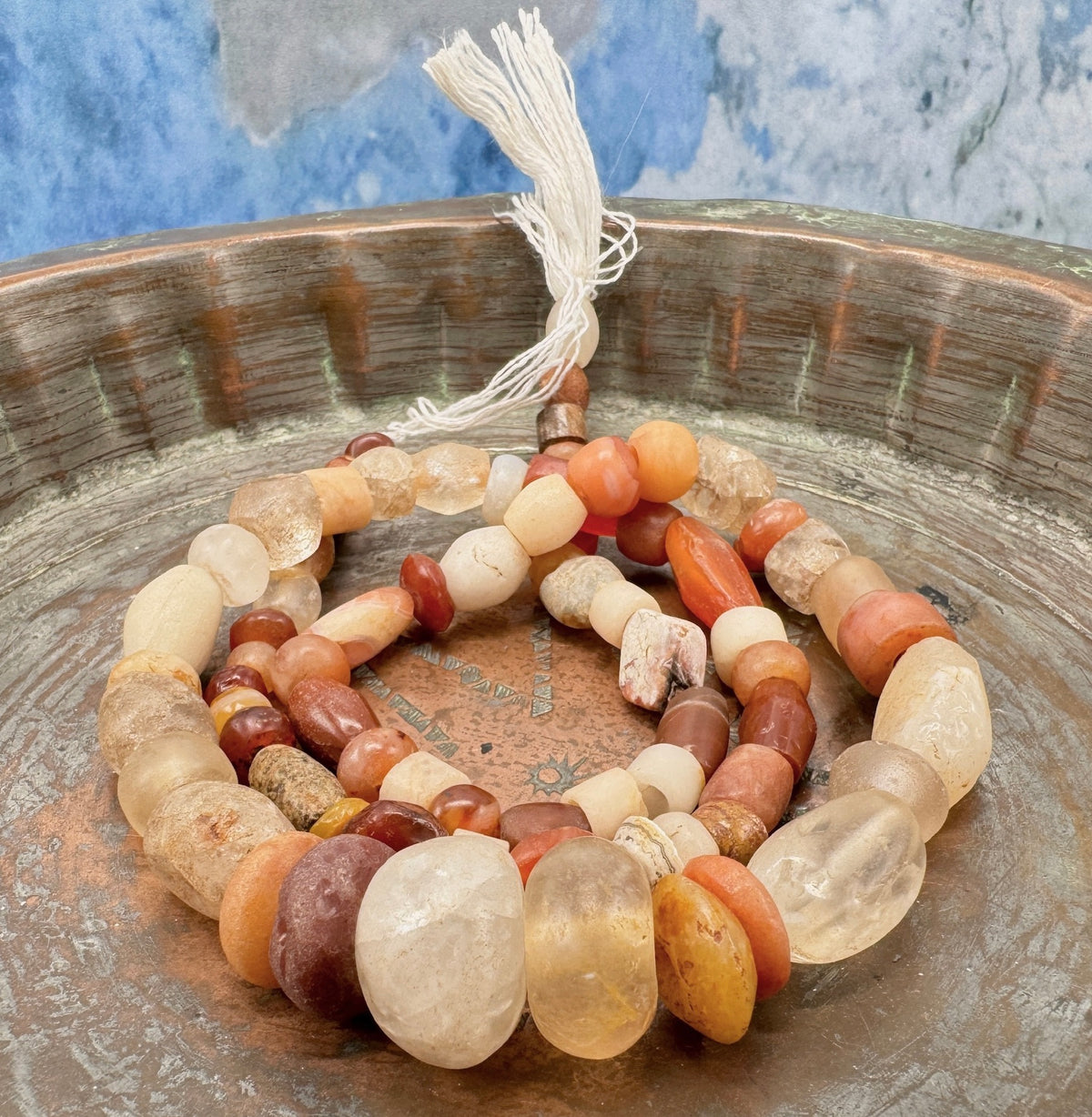 Mixed Rock Crystal, Agate and Carnelian Beads Strand, West African Trade - Rita Okrent Collection (S554)