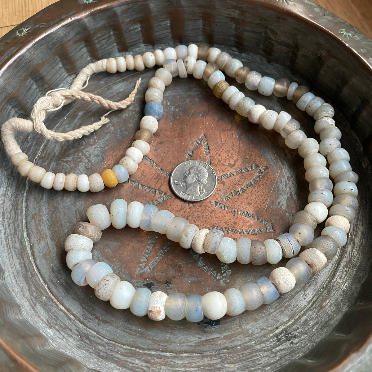 Antique Dutch Glass Opalescent Moon Beads - Rita Okrent Collection (ANT398)