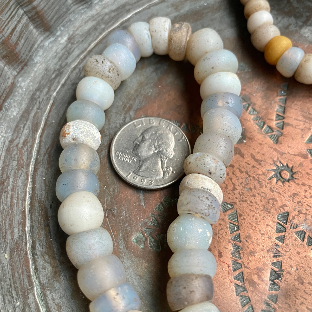 Antique Dutch Glass Opalescent Moon Beads - Rita Okrent Collection (ANT398)