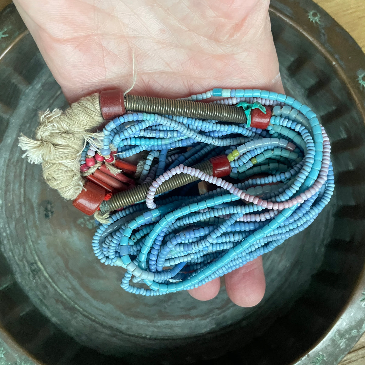 Vintage Fulani Multi-strand Pastel Hued Beaded Necklace, Nigeria  - Rita Okrent Collection (AT1903b)