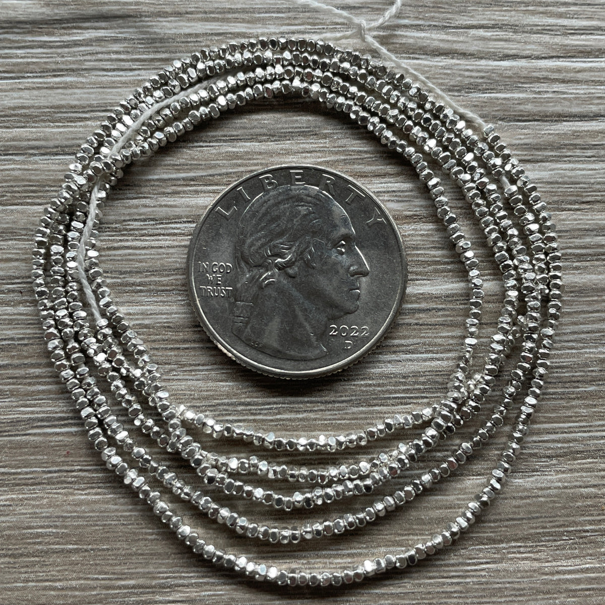 Long Strands of Tiny Faceted Sterling Silver Beads from the Thai Karen Hill Tribe - Rita Okrent Collection (NP104)