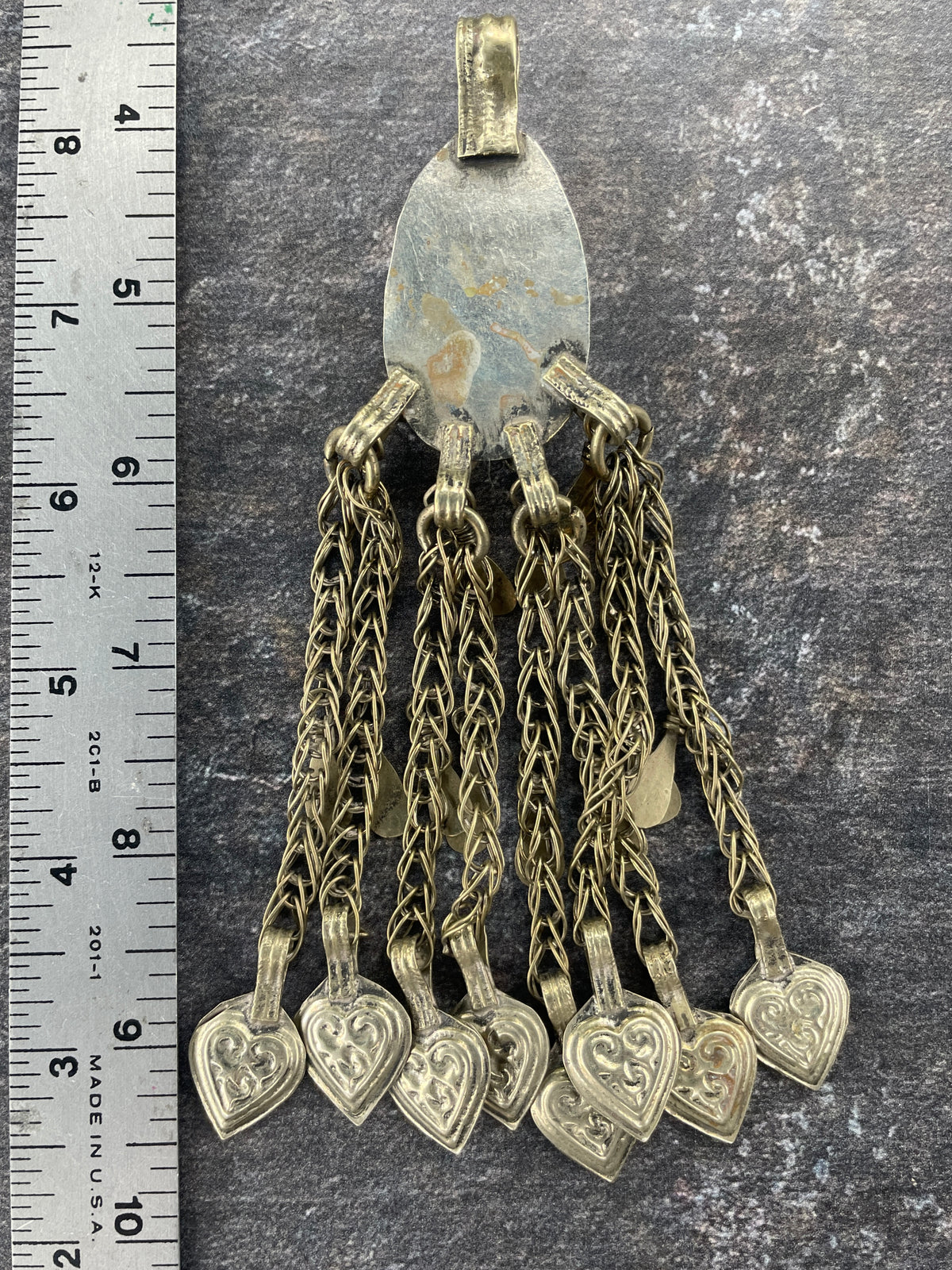 Old Siwa Silver Metal Pendant with Long Hanging Dangles - Rita Okrent Collection (P978)