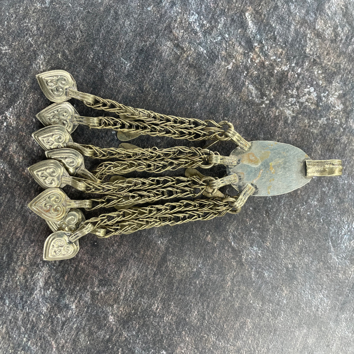 Old Siwa Silver Metal Pendant with Long Hanging Dangles - Rita Okrent Collection (P978)