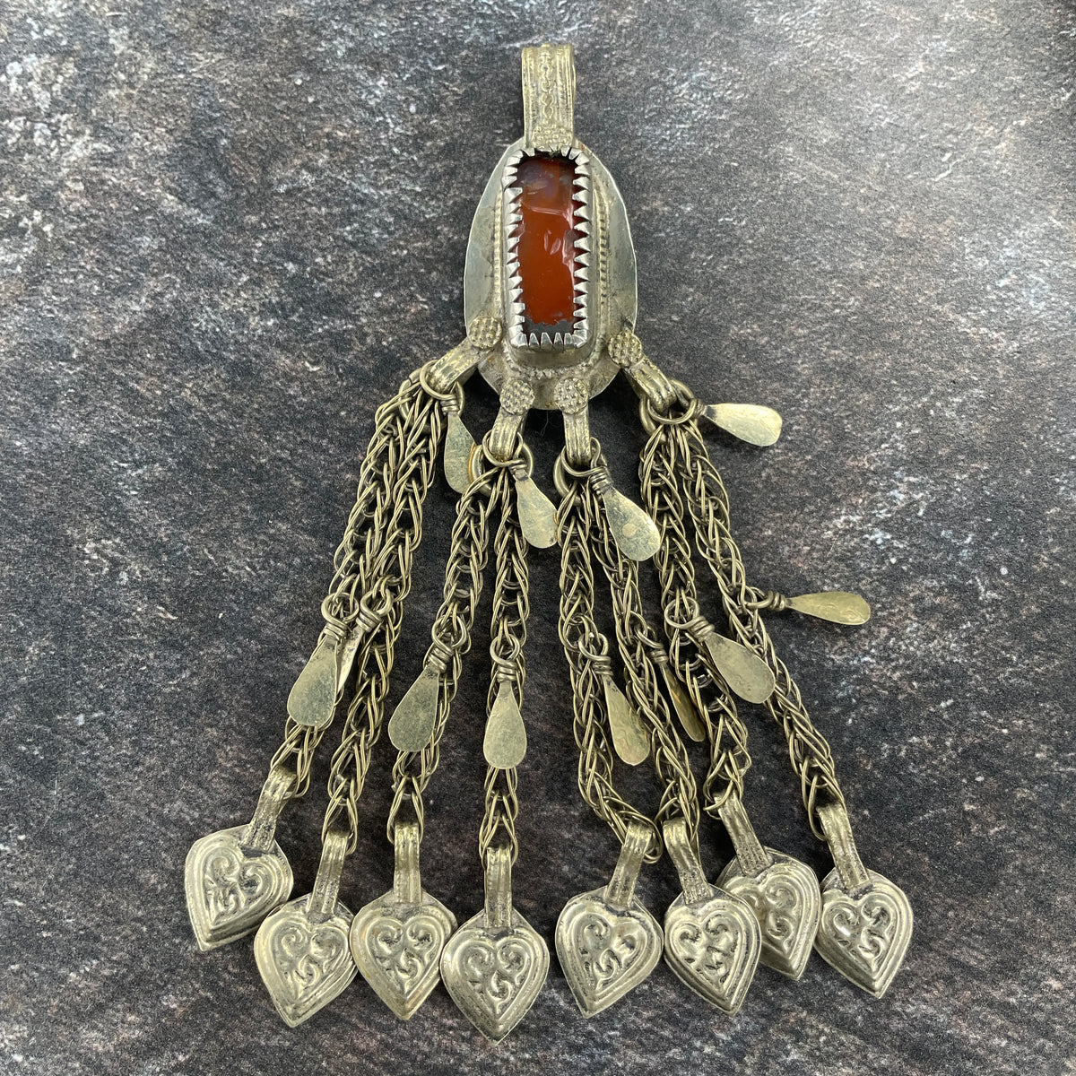 Old Siwa Silver Metal Pendant with Long Hanging Dangles - Rita Okrent Collection (P978)