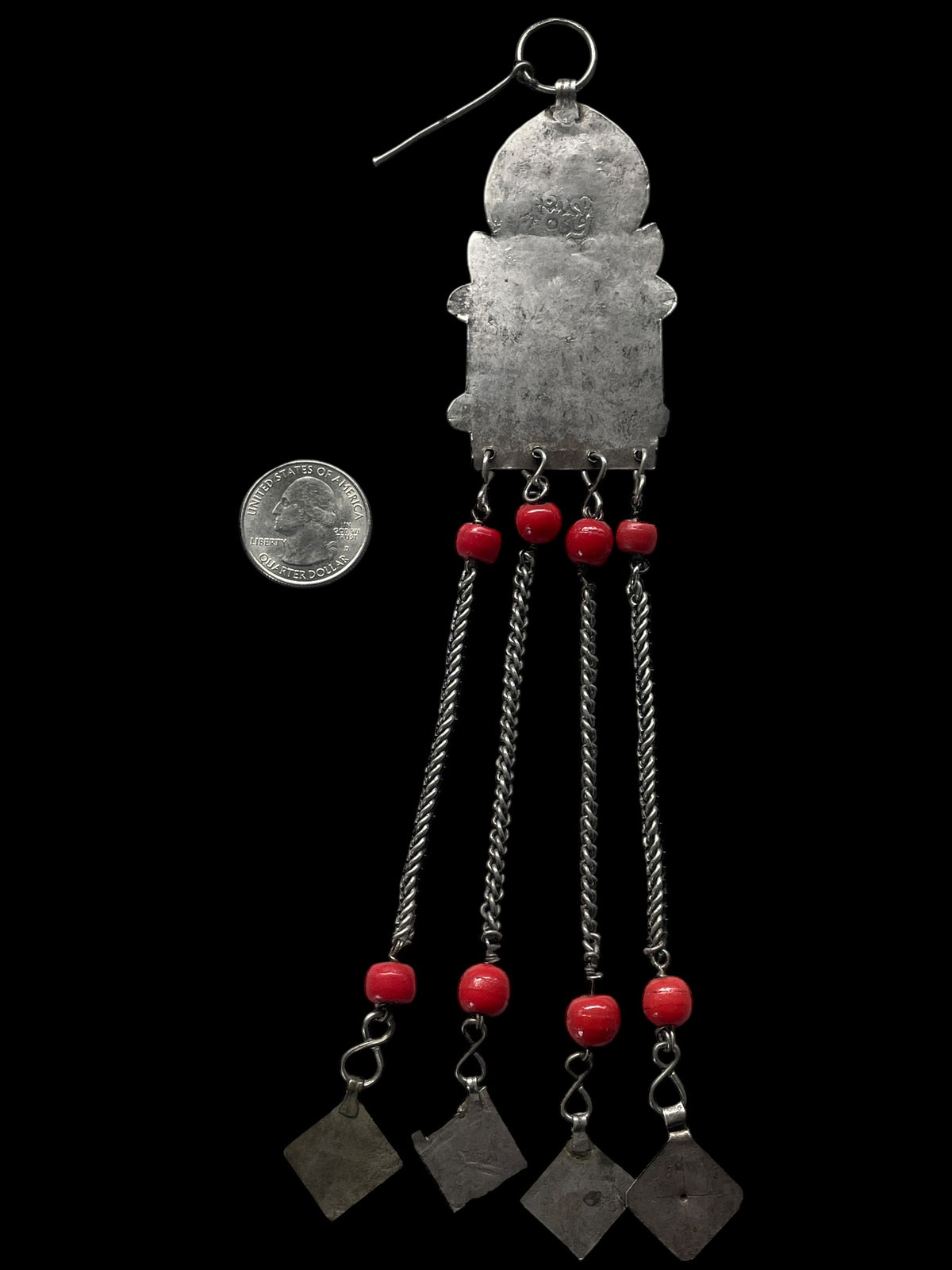 Silver Temporal Ornament with Chains and Beads, Morocco - Rita Okrent Collection (P894)