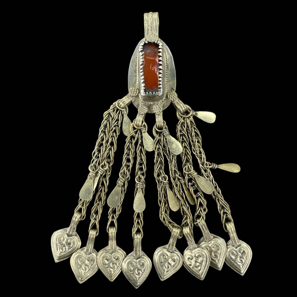 Old Siwa Silver Metal Pendant with Long Hanging Dangles - Rita Okrent Collection (P978)