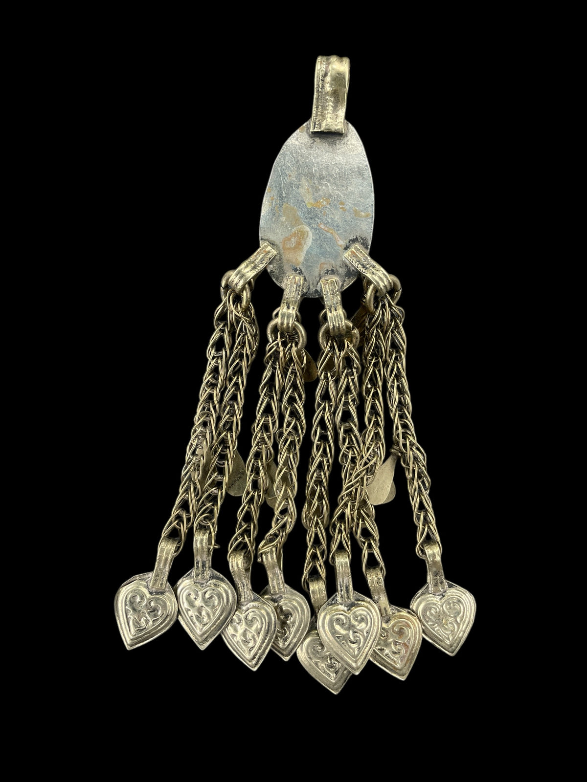 Old Siwa Silver Metal Pendant with Long Hanging Dangles - Rita Okrent Collection (P978)