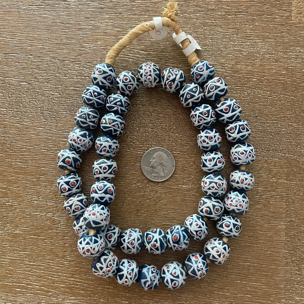 Vintage Matched Black White and Red Powder Glass Trade Beads - Rita Okrent Collection (AT1063)