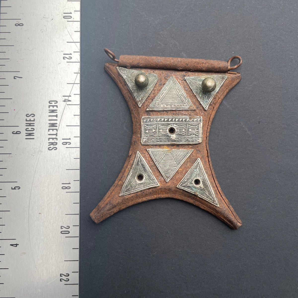 Lovely Old Tuareg Tcherot Amulet Adorned with Silver Etching - Rita Okrent Collection (P907)