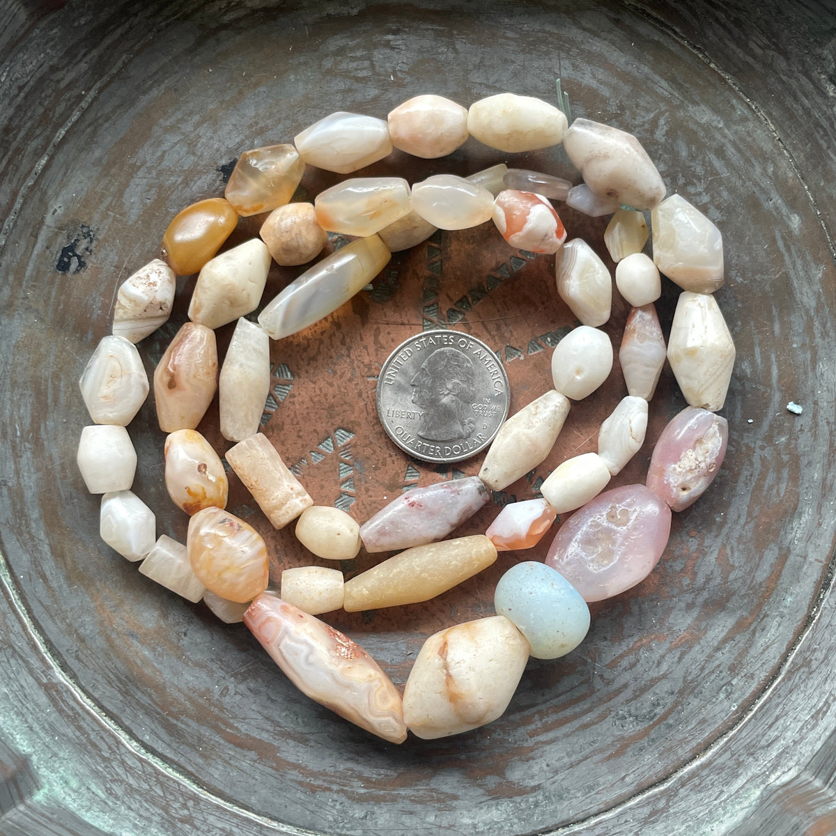 Antique Hand Carved Agate Stone Beads from the African Trade - Rita Okrent Collection (S457)