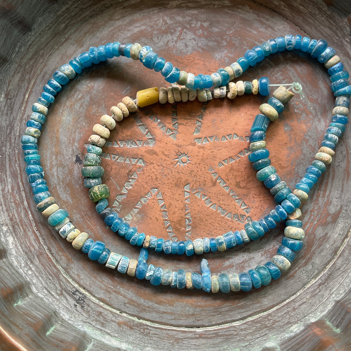 Favorite Very Blue Glass Medium Sized Nila Beads from the West African Trade - Rita Okrent Collection (AT0422z)