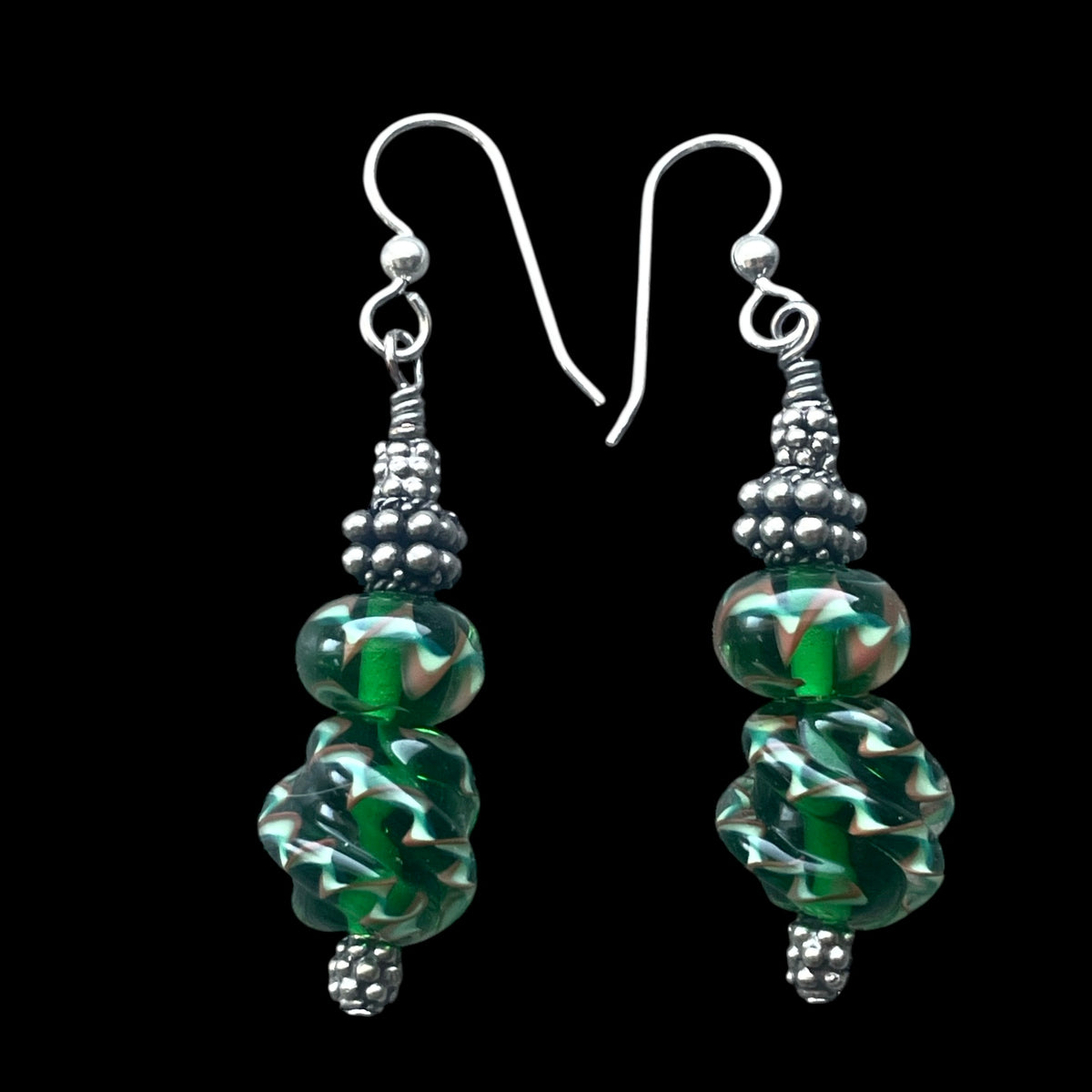 Vintage Artsy Glass Beads with Silver Spacers from Bali - Rita Okrent Collection (E428)