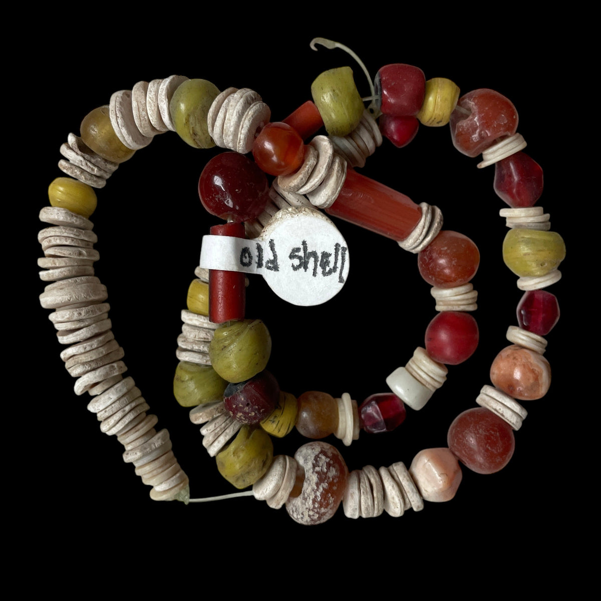 Mixed Strand of Antique Agate Beads, Shell Beads and Glass Beads - Rita Okrent Collection  (ANT597)