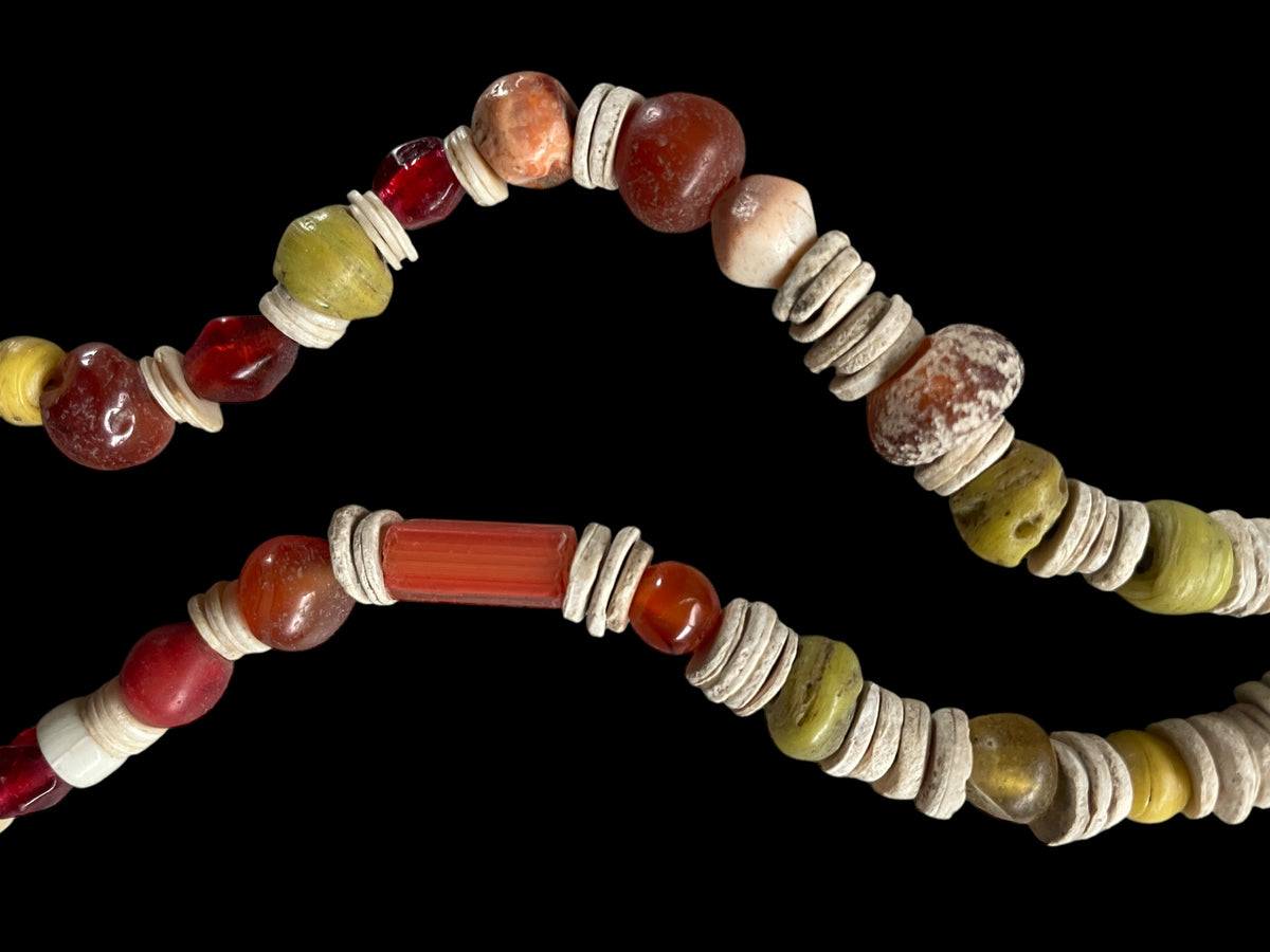 Mixed Strand of Antique Agate Beads, Shell Beads and Glass Beads - Rita Okrent Collection  (ANT597)