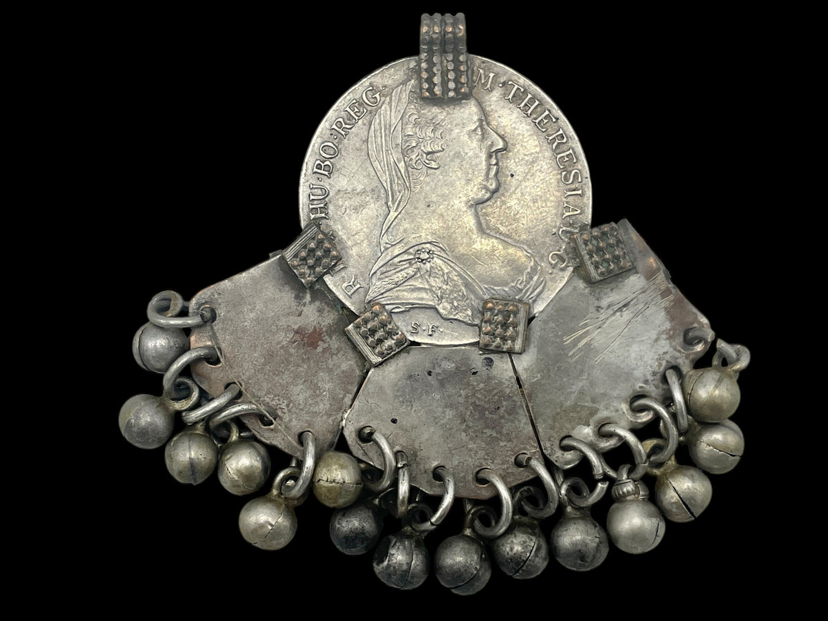 Maria Theresa Thaler Pendant Adorned with Dangles and Silver - Rita Okrent Collection (P456)