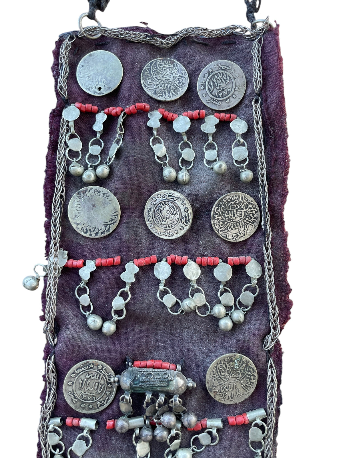 Bedouin Veil Textile Adorned with Coins, Silver and Glass - Rita Okrent Collection (C987)