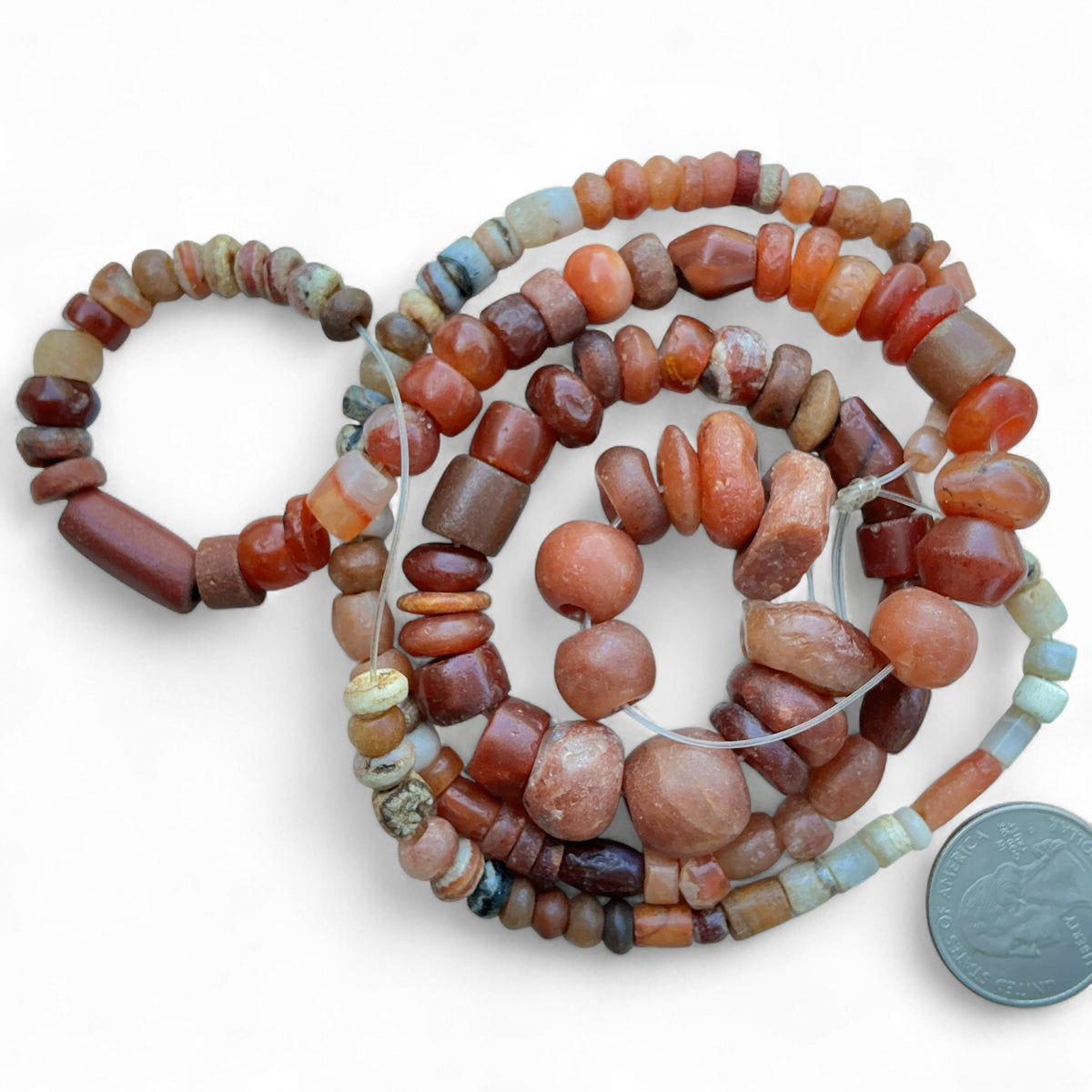 Ancient Agate and Carnelian Bead Strand, West Africa - Rita Okrent Collection (S451)