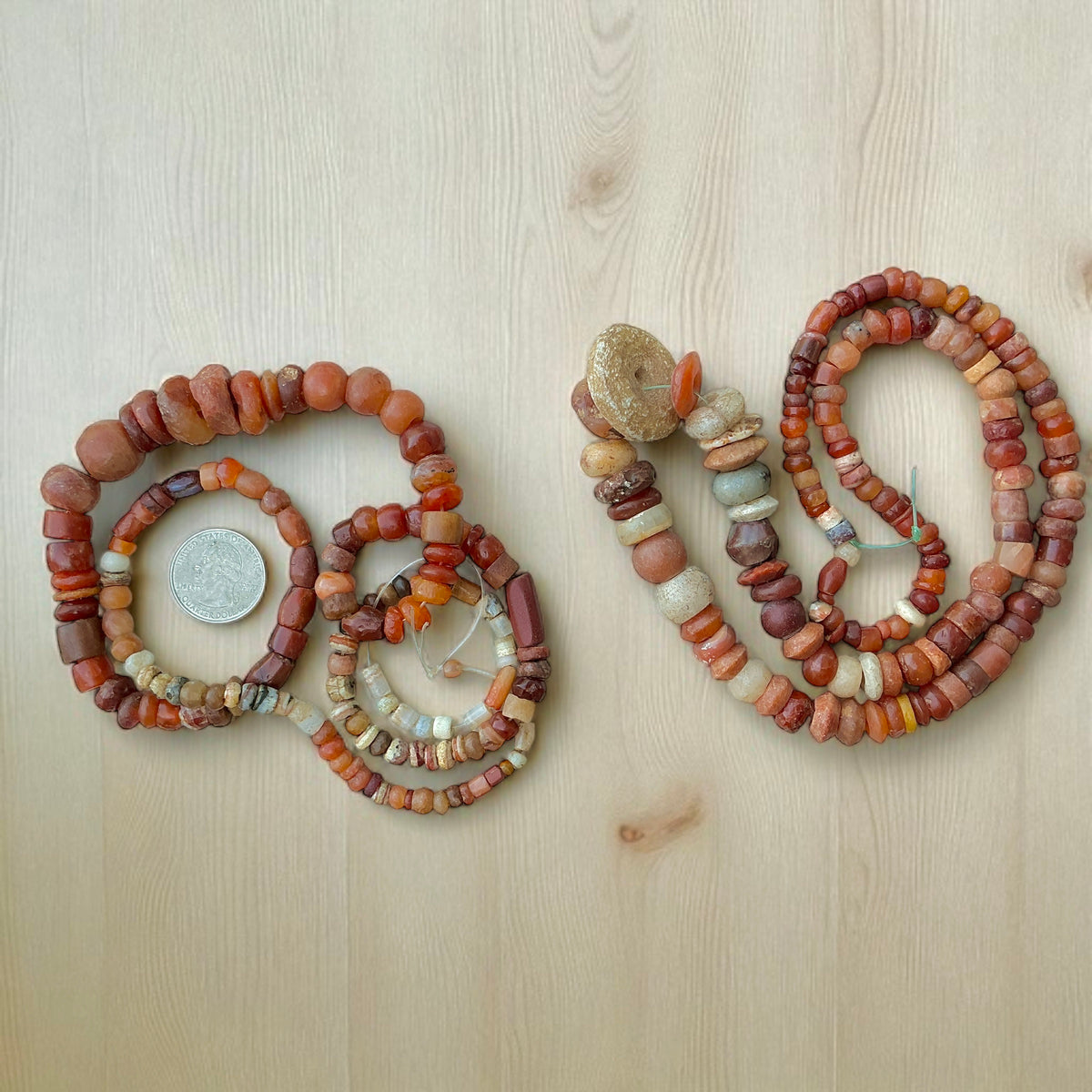 Ancient Agate and Carnelian Bead Strand, West Africa - Rita Okrent Collection (S451)