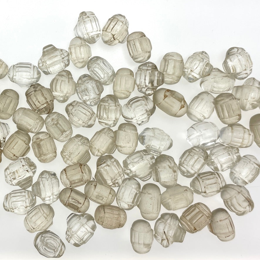 Full Strands of Bohemian Clear Molded Glass Barrel Bead Pendants from the African Trade - Rita Okrent Collection (ANT309fs)