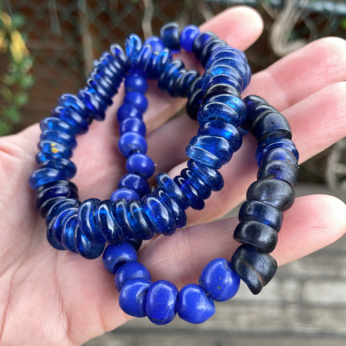 Mix of Shapes Strand Cobalt Blue Antique Dutch Dogon Glass Beads - Rita Okrent Collection (AT0692)