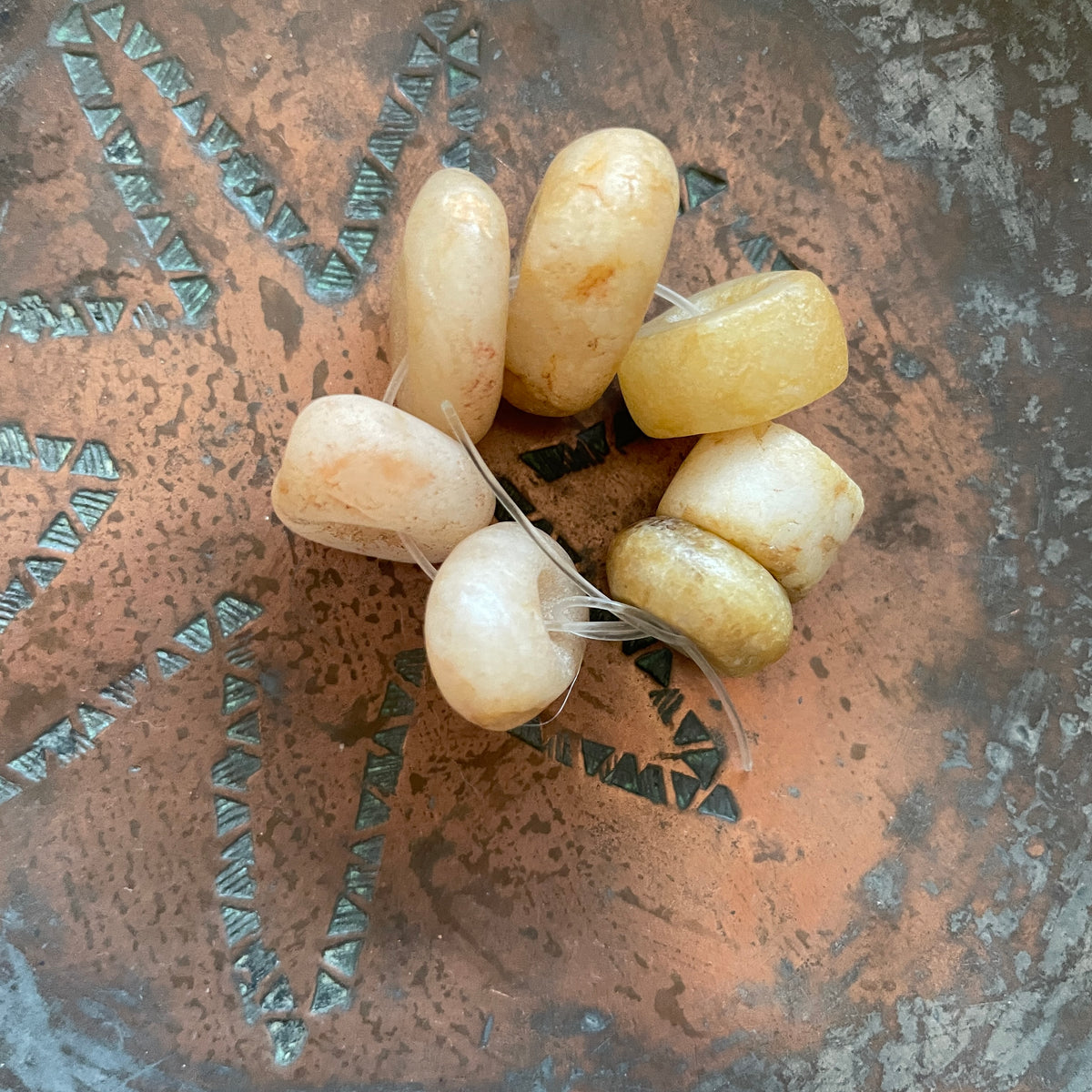 Short Strand of 7 Neolithic Agate Beads from the Sahel - Rita Okrent Collection (S450b)