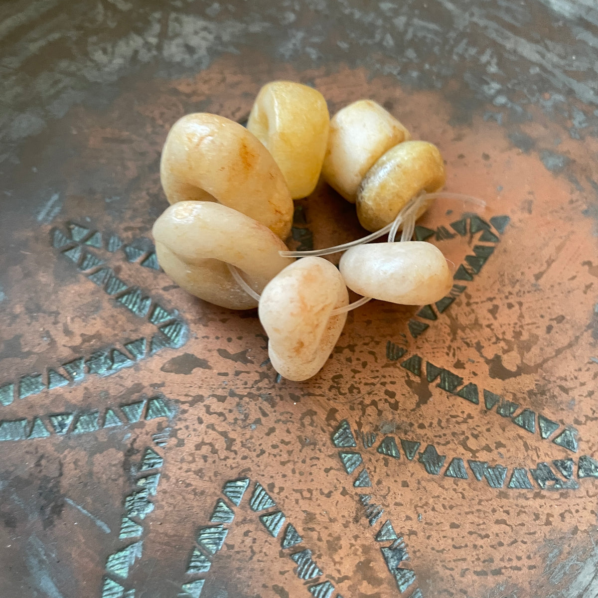 Short Strand of 7 Neolithic Agate Beads from the Sahel - Rita Okrent Collection (S450b)