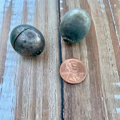 Two Vintage Hollow Metal Beads, Egypt - Rita Okrent Collection (ANT457)