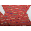 Two Matched Deep Red Vintage Embroidered Textile Pieces with Blue, Yellow and Green Stitching - Rita Okrent Collection (AA503)